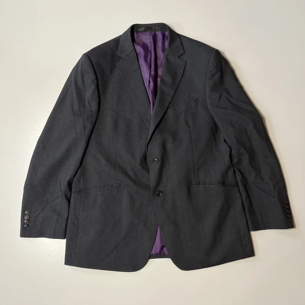 Marks And Spencer Performance Blazer Size 44 M Charcoal Wool Blend Sports Jacket